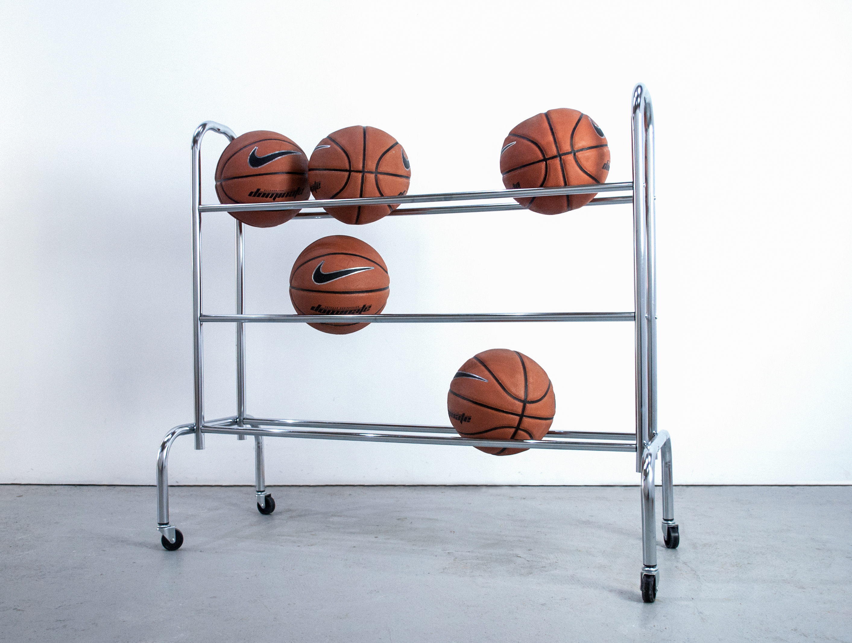 Chris Cawkwell, artist, Basketball, Jesmonite, spray paint, acrylic, marker pen, metal ball rack